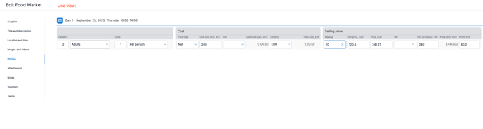 TripCreator day-by-day-line-view