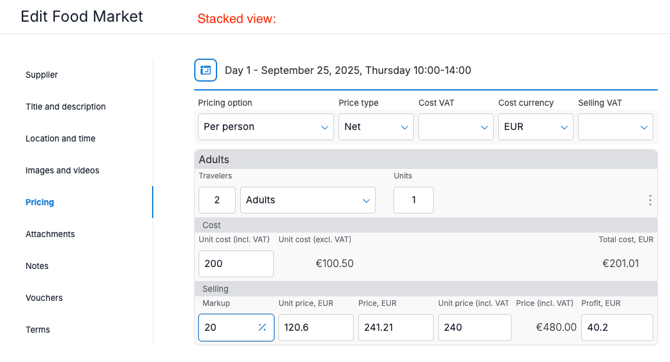 TripCreator day-by-day-stacked-view